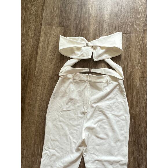 NBD Kieran Jumpsuit White Ivory Cut out Criss Cross medium - Picture 3 of 12
